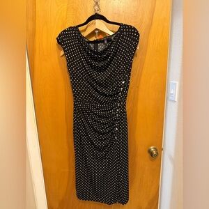 White House Black Market Black and White Polka Dot Midi Dress